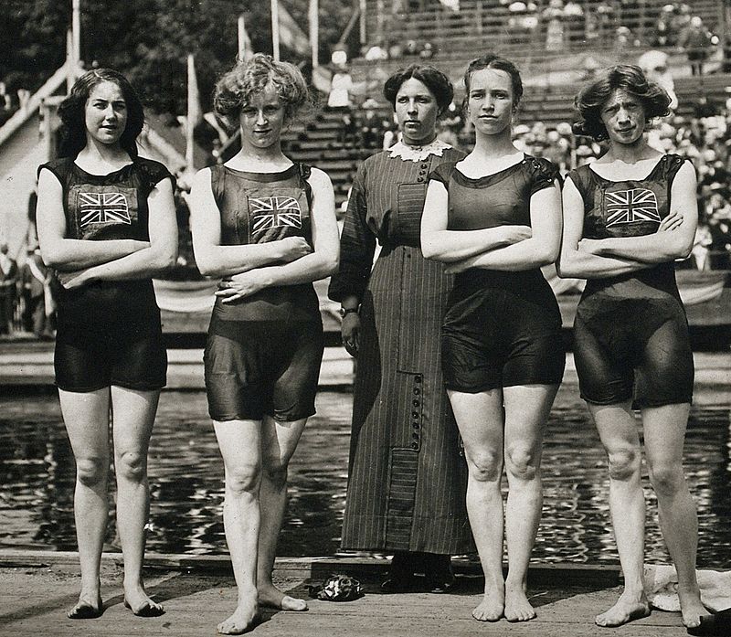 UK Women's swimming team at Stockholm 1912 Olympics. Credit: US Library of Congress Prints and Photographs