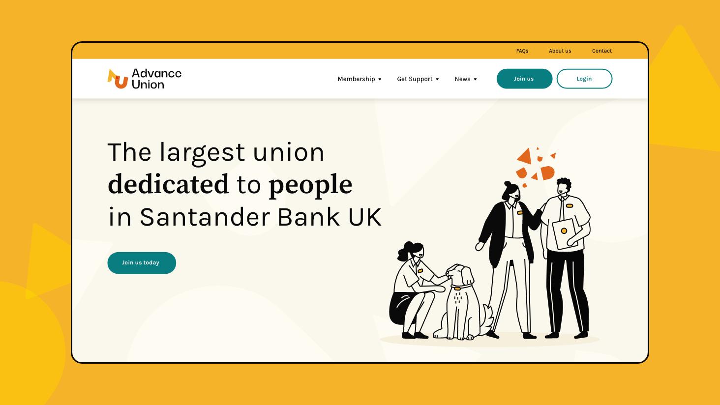 Image for Two screengrabs of the Advance Union website