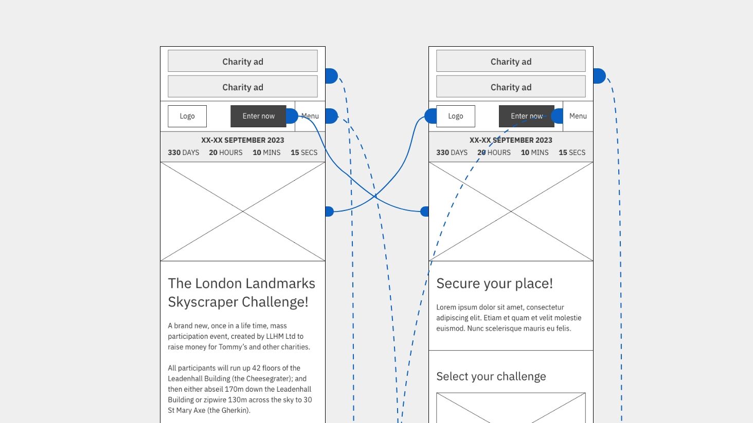 Image for A wireframe of the London Landmarks Skyscraper Challenge website