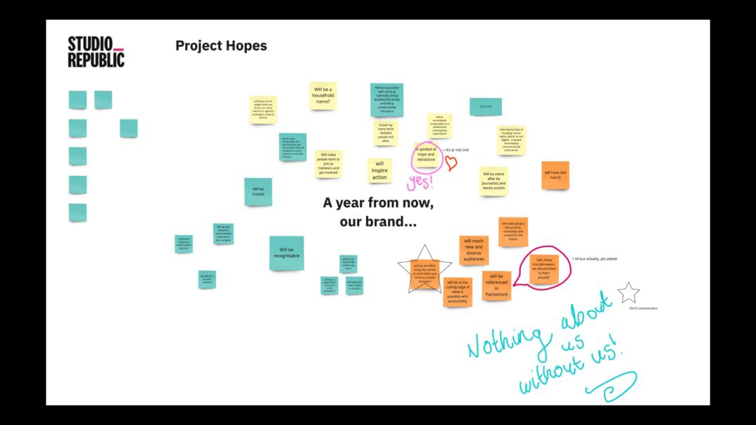 Image for An example of a brand workshop exercise, showing the client's comments regarding their hopes for the project