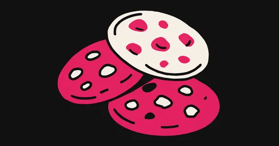 Stylised illustration showing three cookies